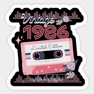 Vintage 1986 Limited Edition Music Cassette Birthday Gift Sticker